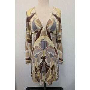 Vintage Missoni Orange Label Rayon Paisley Swirl Retro Dress sz 42/M/6 Groovy